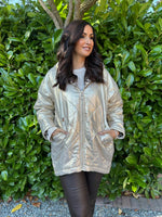 Gold Metallic Leopard Lined Coat Poppy